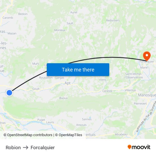 Robion to Forcalquier map