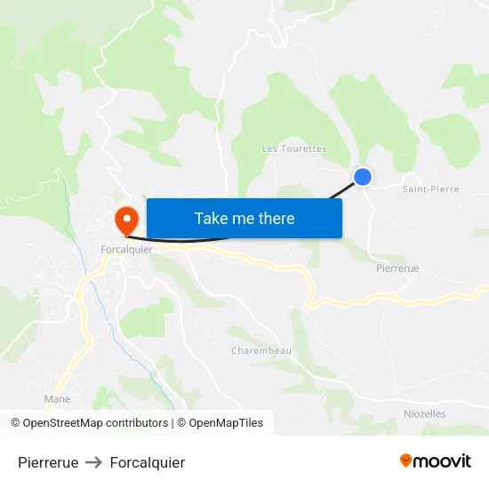 Pierrerue to Forcalquier map