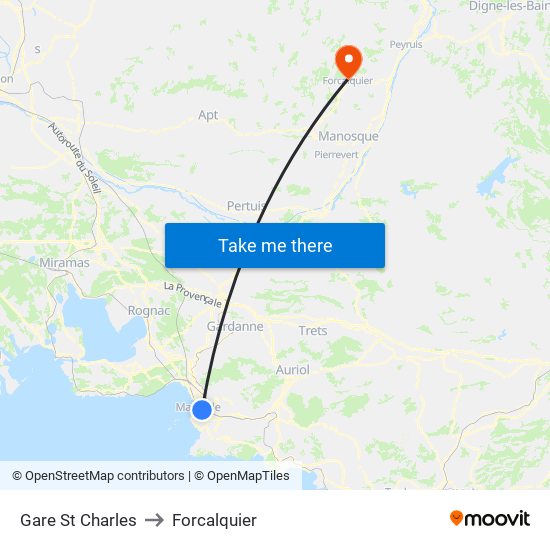 Gare St Charles to Forcalquier map