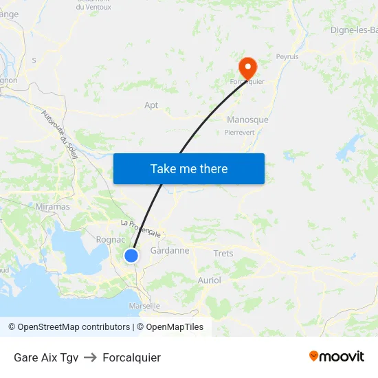Gare Aix Tgv to Forcalquier map