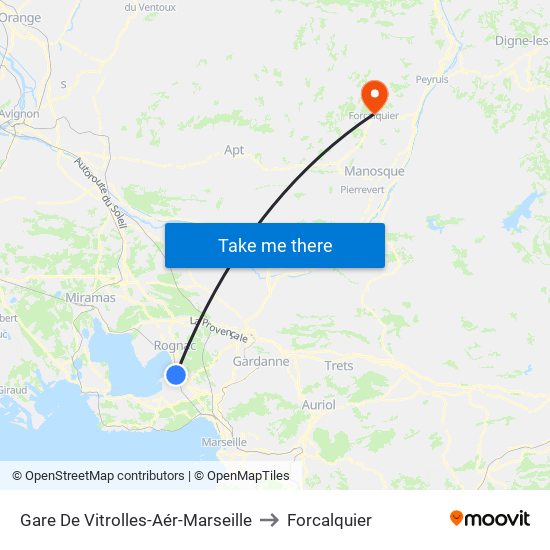 Gare De Vitrolles-Aér-Marseille to Forcalquier map
