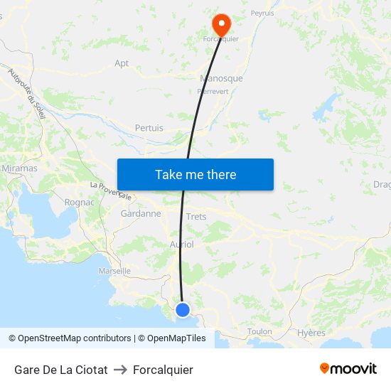 Gare De La Ciotat to Forcalquier map