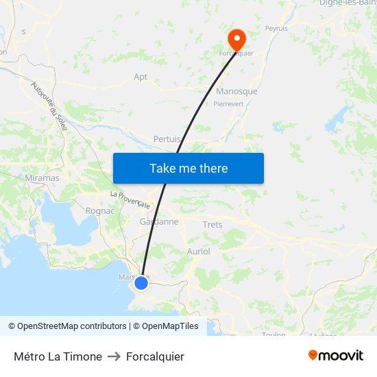 Métro La Timone to Forcalquier map