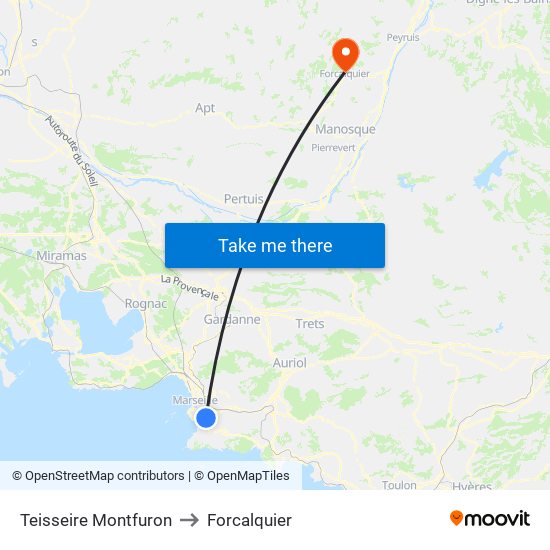 Teisseire Montfuron to Forcalquier map