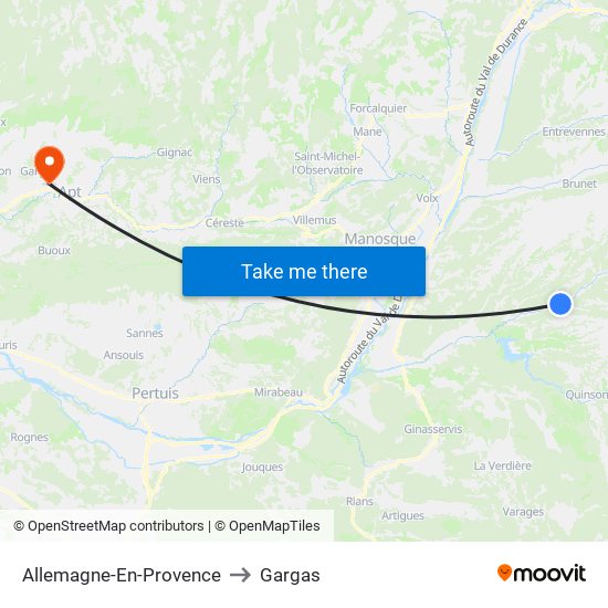 Allemagne-En-Provence to Gargas map