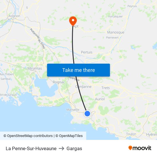 La Penne-Sur-Huveaune to Gargas map
