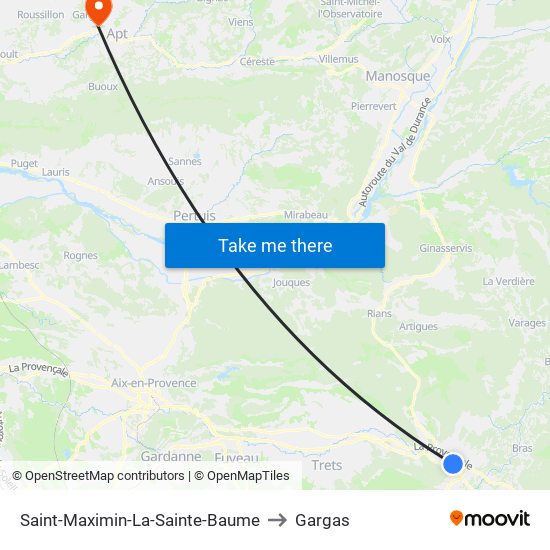 Saint-Maximin-La-Sainte-Baume to Gargas map