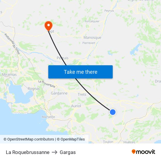La Roquebrussanne to Gargas map