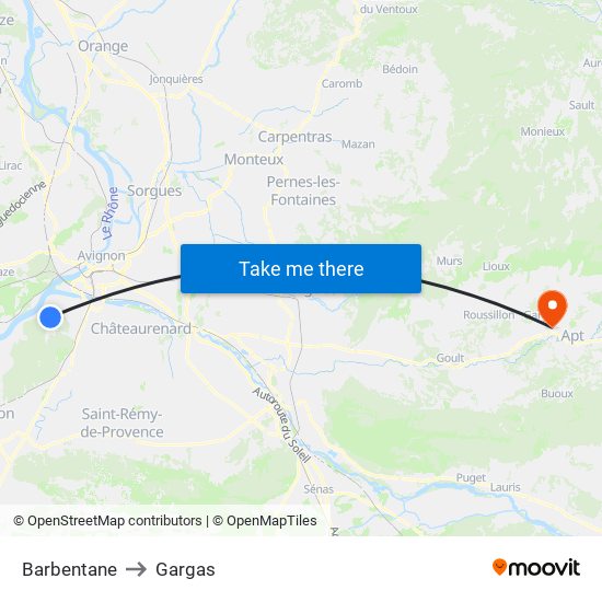 Barbentane to Gargas map