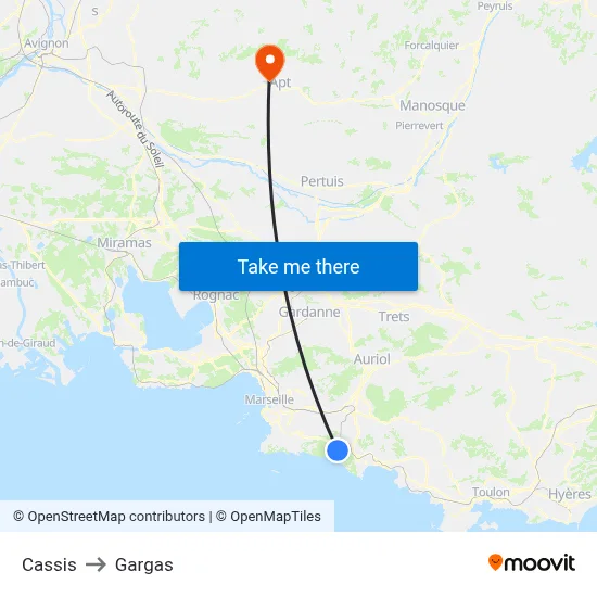 Cassis to Gargas map