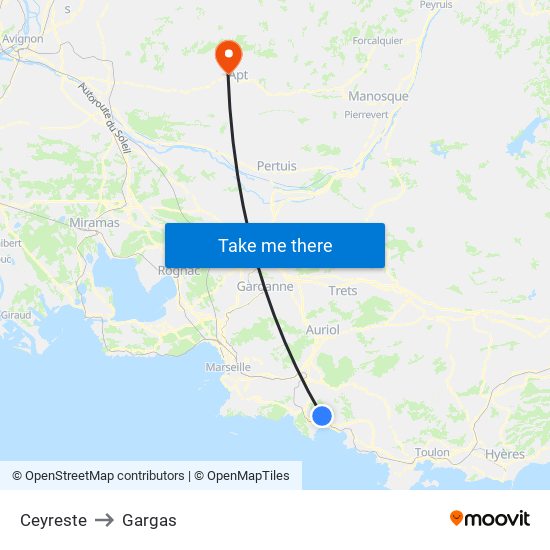 Ceyreste to Gargas map