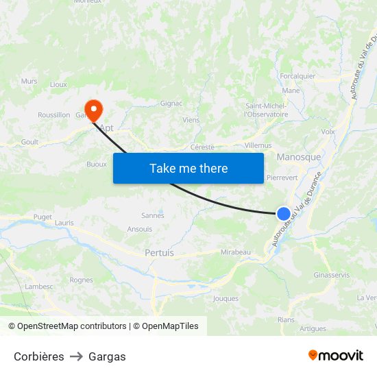 Corbières to Gargas map