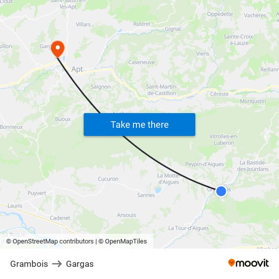 Grambois to Gargas map