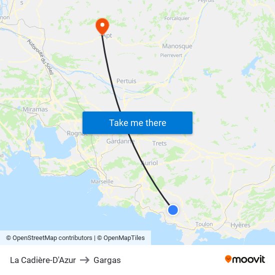 La Cadière-D'Azur to Gargas map
