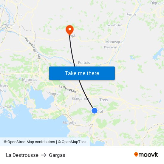 La Destrousse to Gargas map