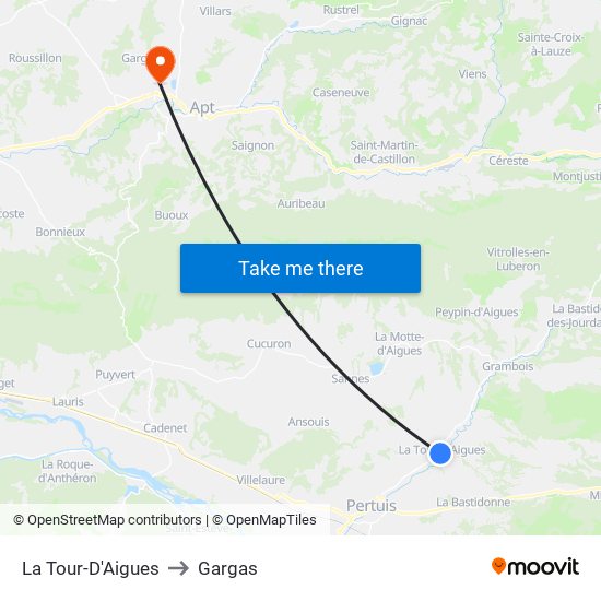 La Tour-D'Aigues to Gargas map