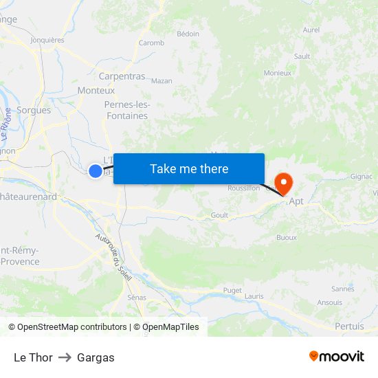 Le Thor to Gargas map