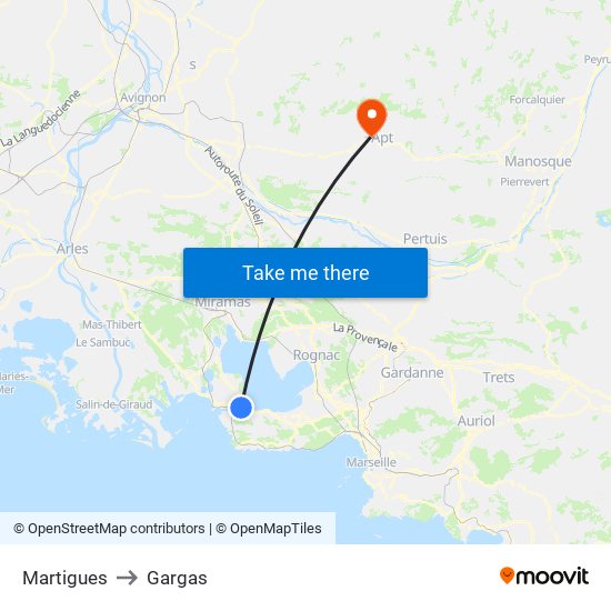 Martigues to Gargas map