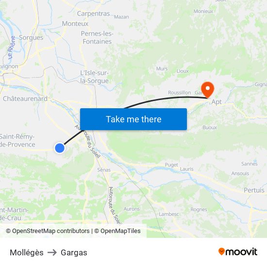 Mollégès to Gargas map