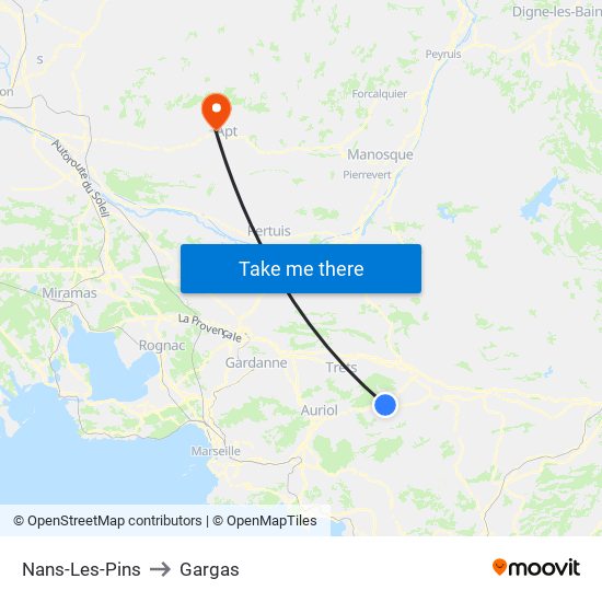 Nans-Les-Pins to Gargas map