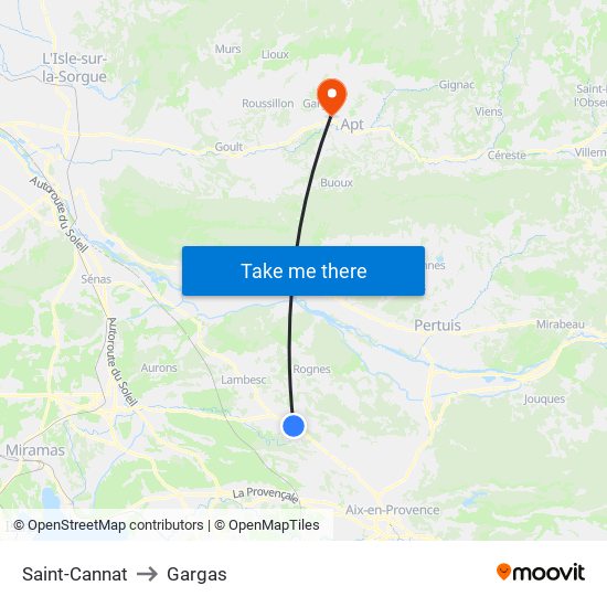Saint-Cannat to Gargas map
