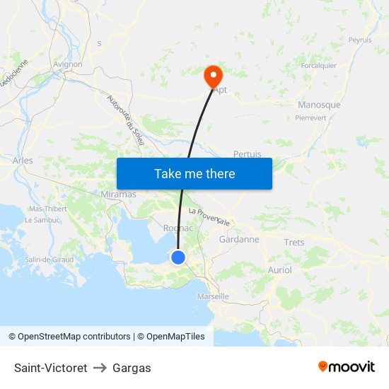 Saint-Victoret to Gargas map