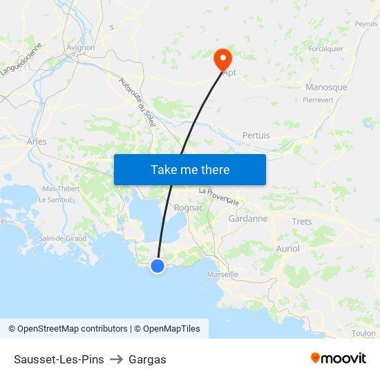 Sausset-Les-Pins to Gargas map