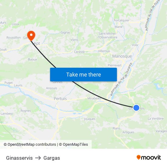 Ginasservis to Gargas map