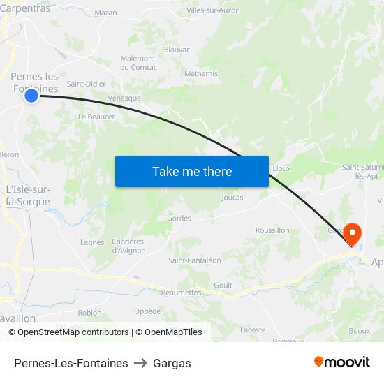 Pernes-Les-Fontaines to Gargas map