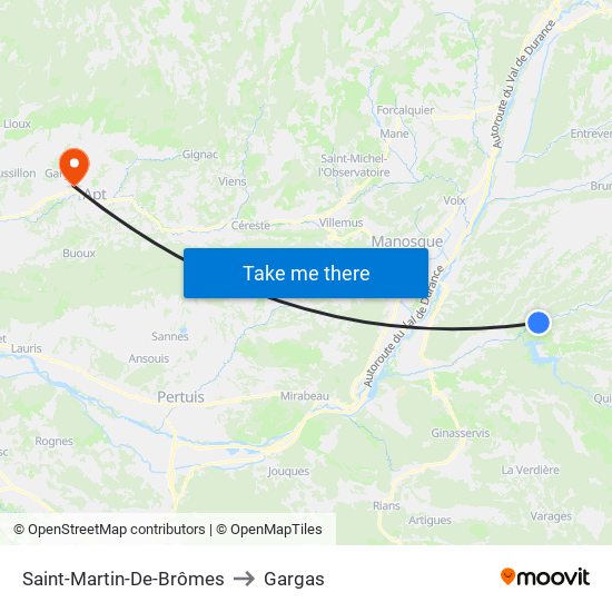 Saint-Martin-De-Brômes to Gargas map