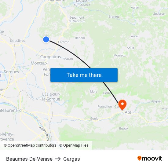 Beaumes-De-Venise to Gargas map
