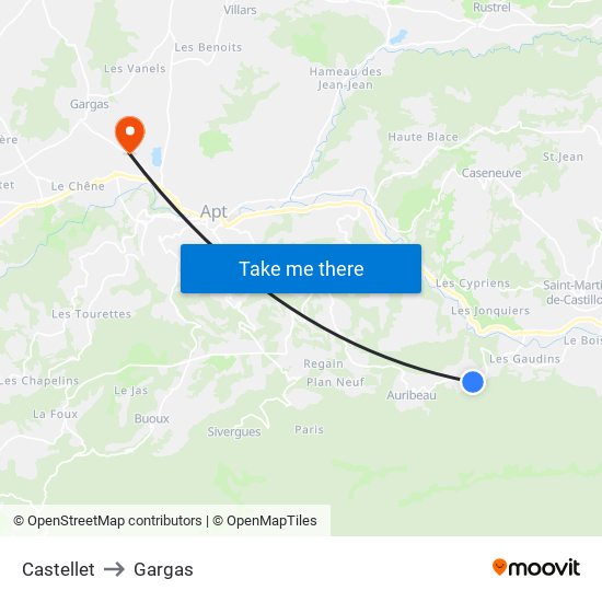 Castellet to Gargas map