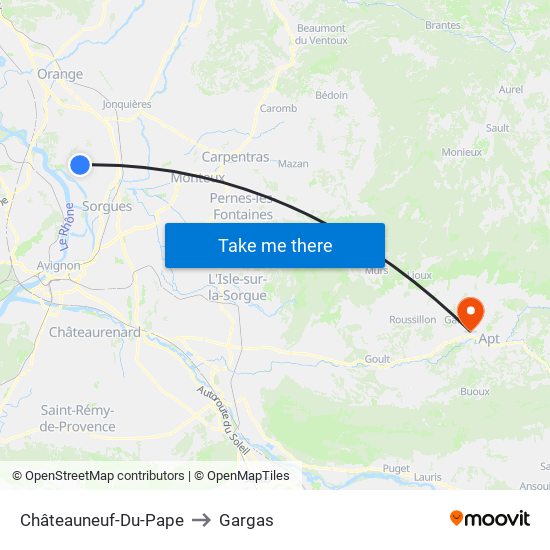 Châteauneuf-Du-Pape to Gargas map