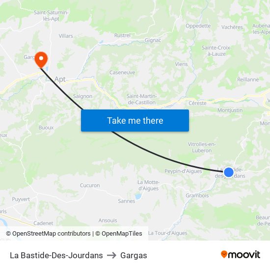 La Bastide-Des-Jourdans to Gargas map