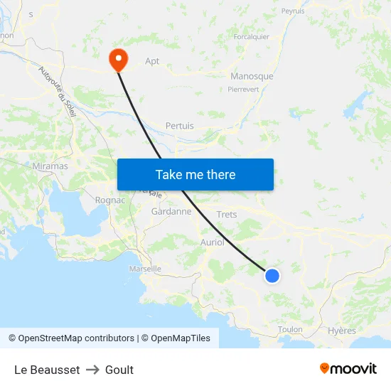 Le Beausset to Goult map