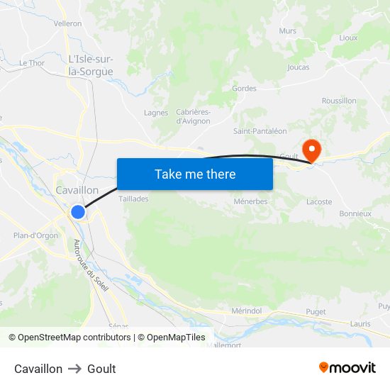 Cavaillon to Goult map