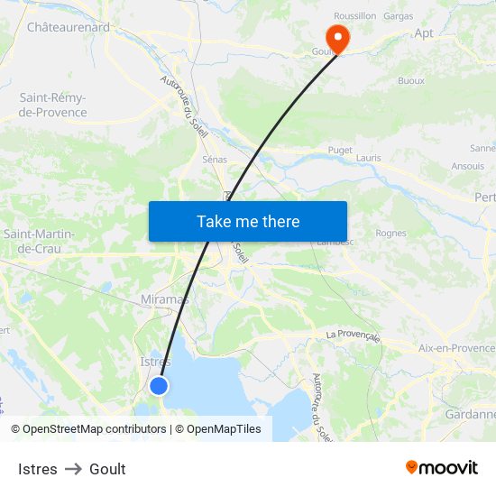 Istres to Goult map