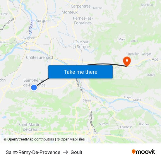 Saint-Rémy-De-Provence to Goult map