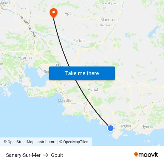 Sanary-Sur-Mer to Goult map