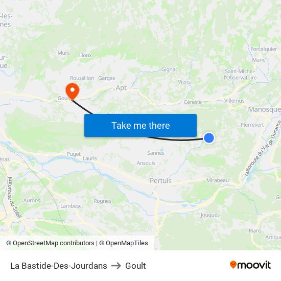 La Bastide-Des-Jourdans to Goult map