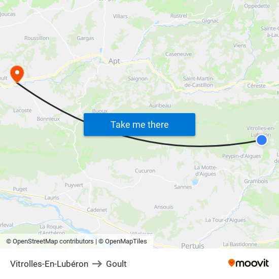 Vitrolles-En-Lubéron to Goult map
