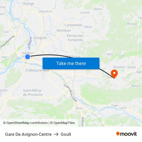 Gare De Avignon-Centre to Goult map