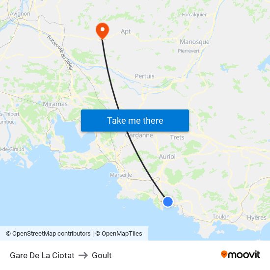Gare De La Ciotat to Goult map