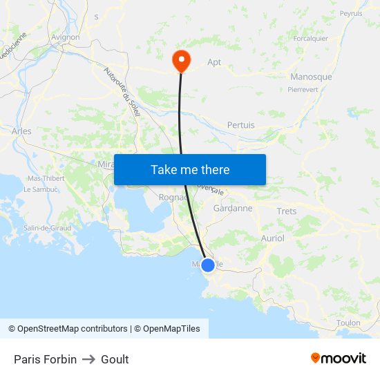 Paris Forbin to Goult map