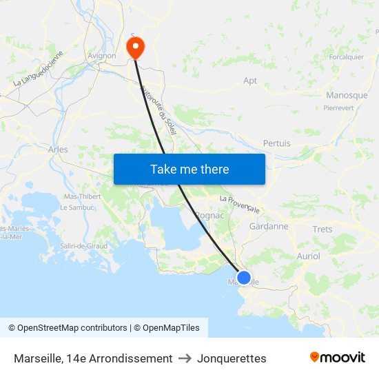 Marseille, 14e Arrondissement to Jonquerettes map