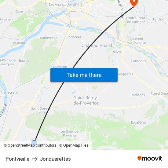 Fontvieille to Jonquerettes map