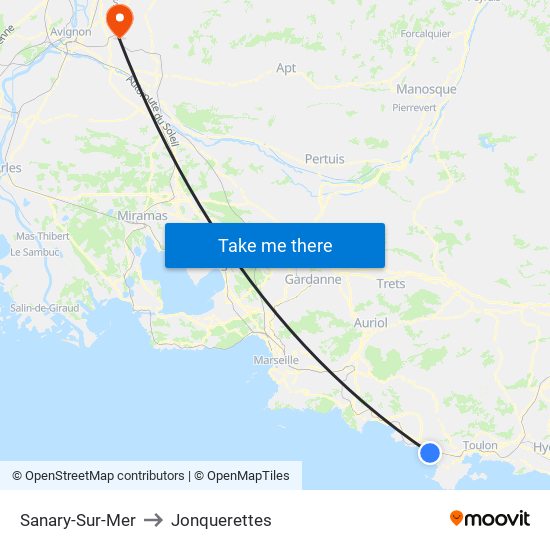 Sanary-Sur-Mer to Jonquerettes map