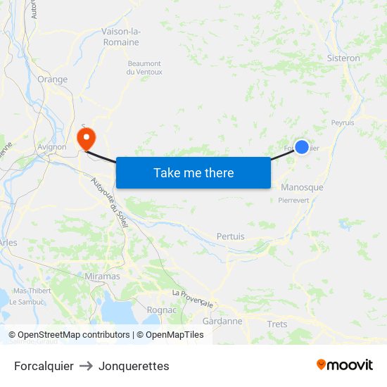 Forcalquier to Jonquerettes map