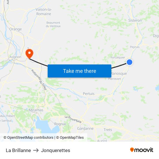 La Brillanne to Jonquerettes map