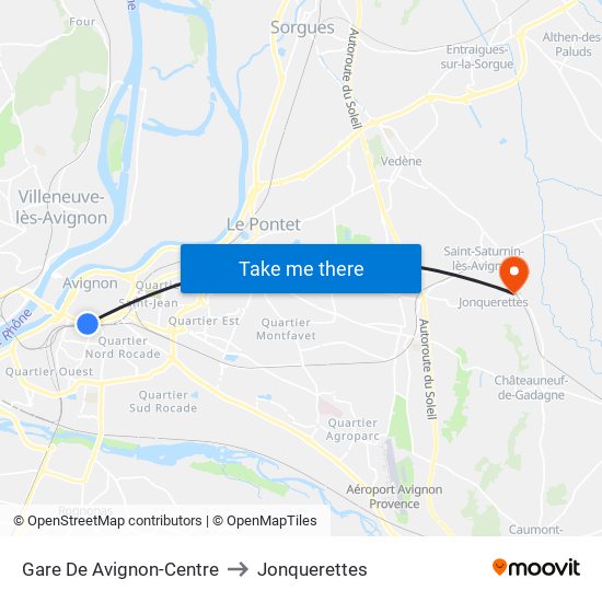Gare De Avignon-Centre to Jonquerettes map